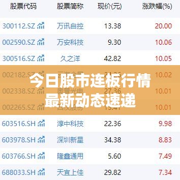 今日股市連板行情最新動態(tài)速遞