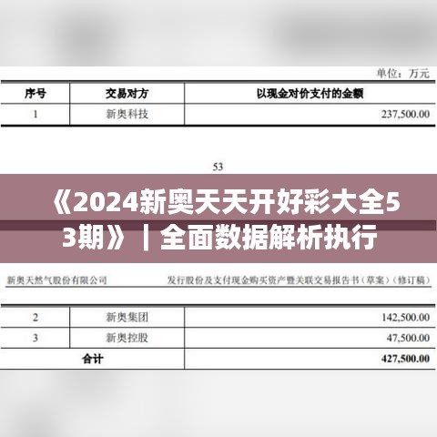 《2024新奧天天開好彩大全53期》｜全面數據解析執(zhí)行