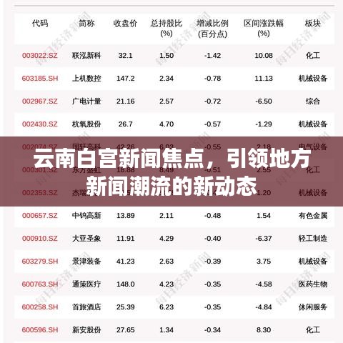 云南白宮新聞焦點，引領地方新聞潮流的新動態(tài)