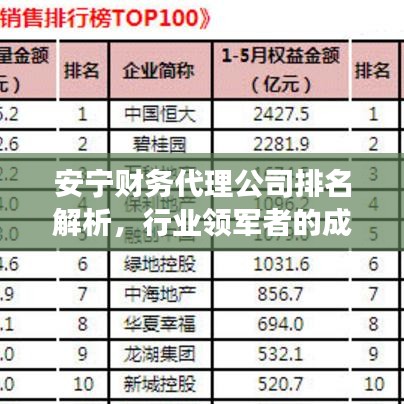 安寧財務(wù)代理公司排名解析，行業(yè)領(lǐng)軍者的成功秘訣大揭秘！